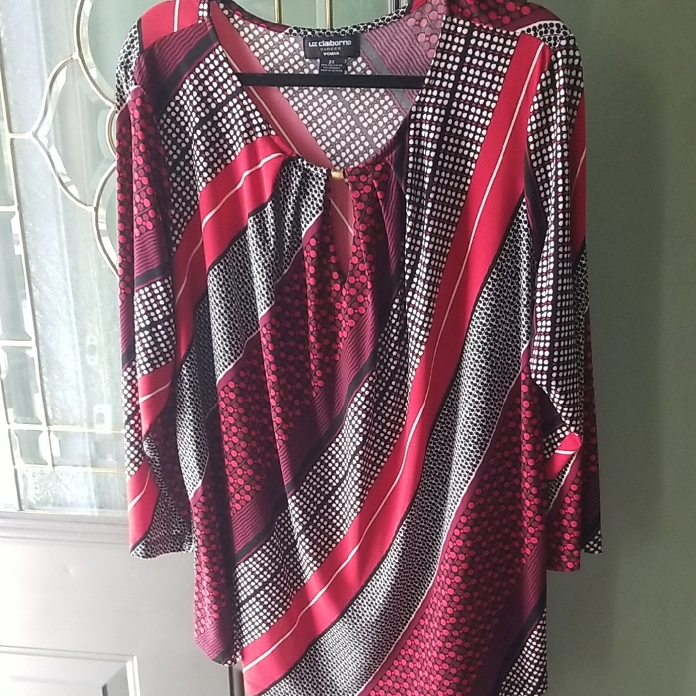 Liz Claiborne Red and Black Top